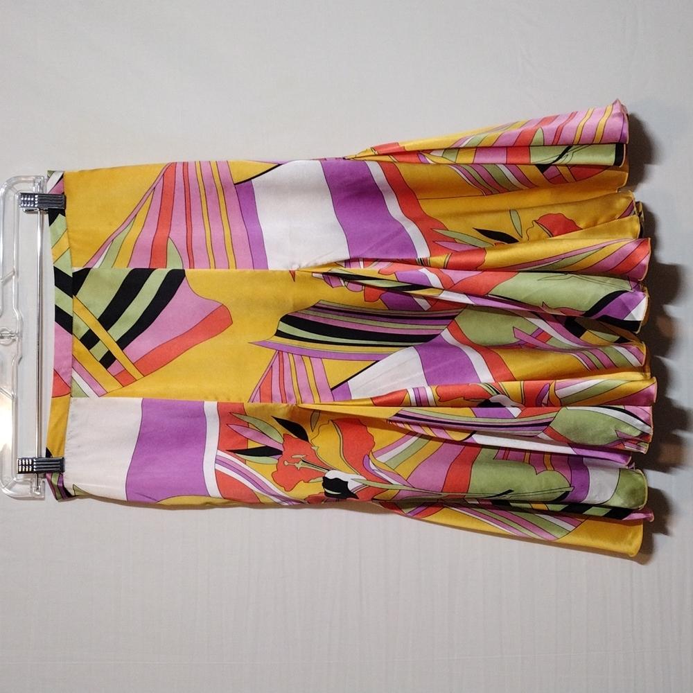 Nygård Collection 100% Silk Vibrantly Colored Retro-Style Skirt Size 8